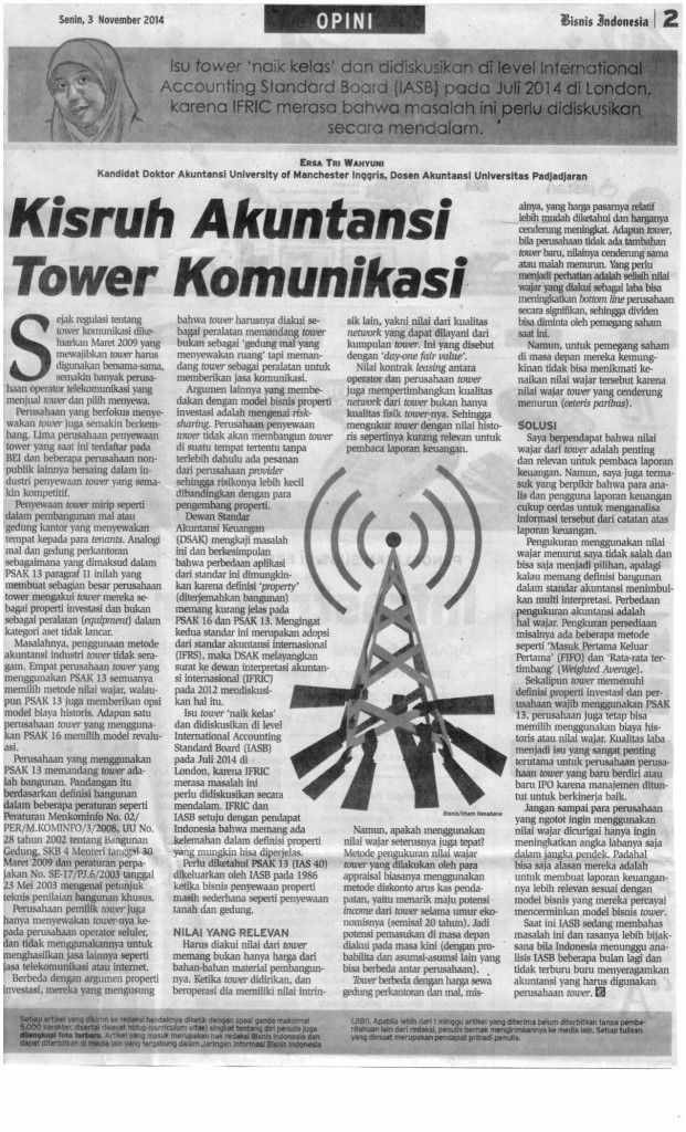 kisruh akuntansi tower komunikasi published bisnis indonesia